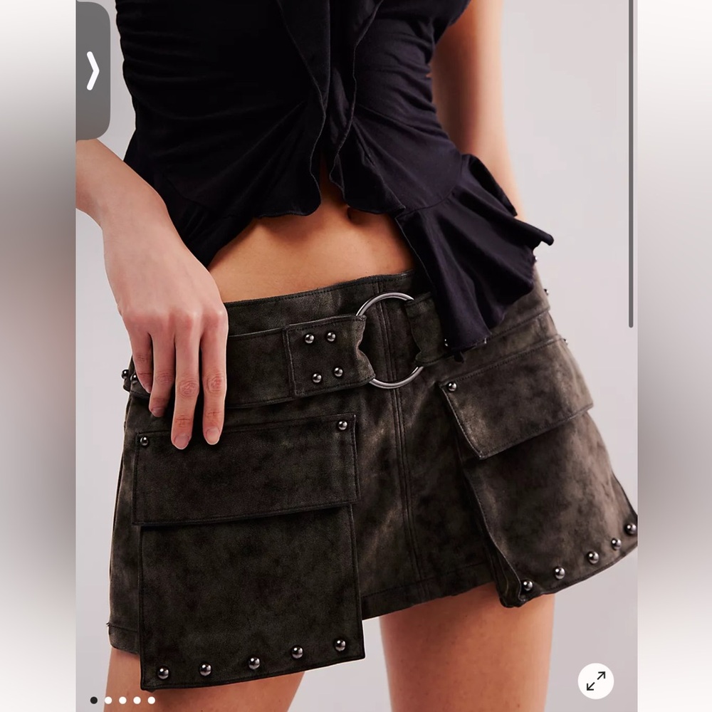 Free people low rise faux suede micro miniskort